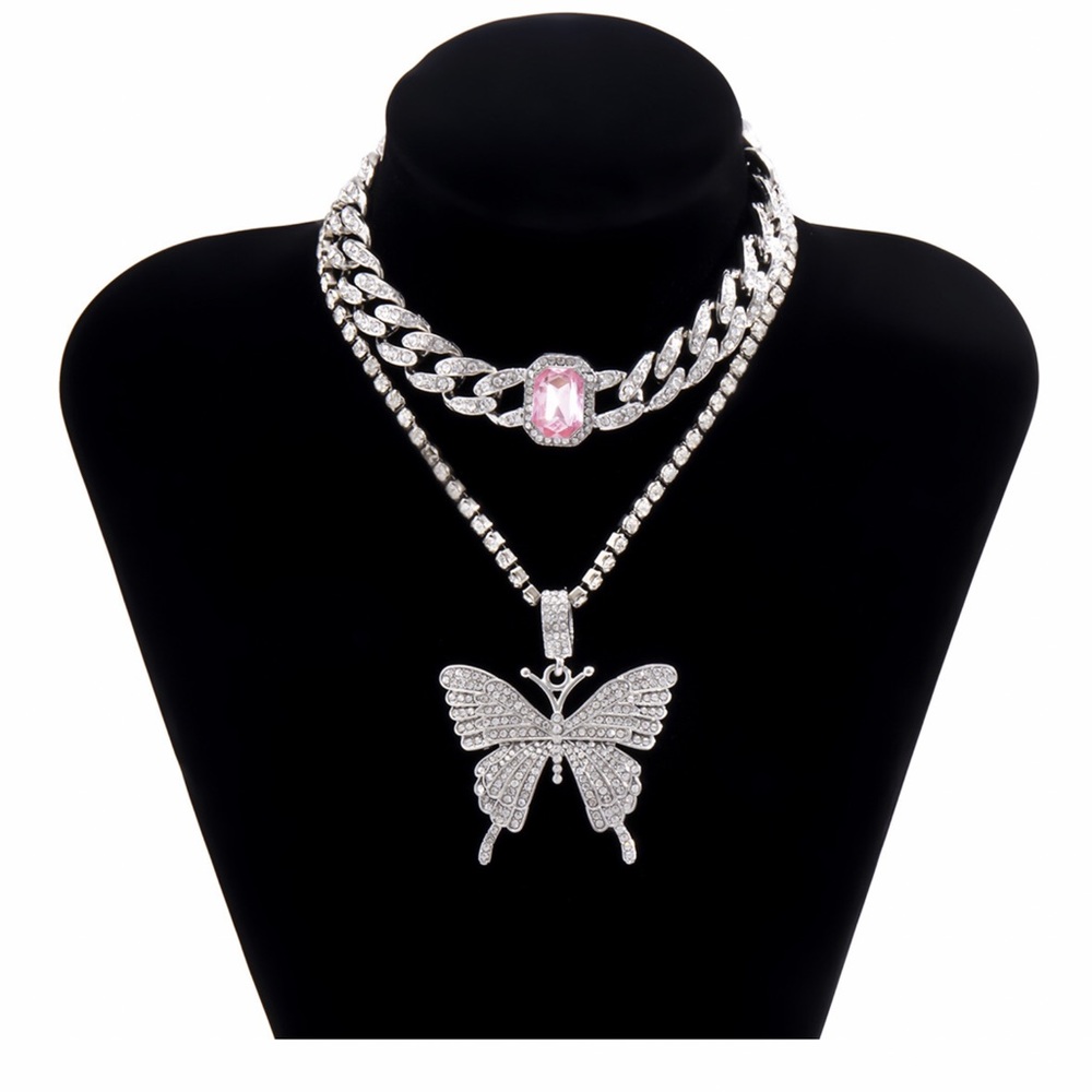 Beautiful Silver & Pink Sapphire 🦋 Necklace Set! - Picture 5 of 7
